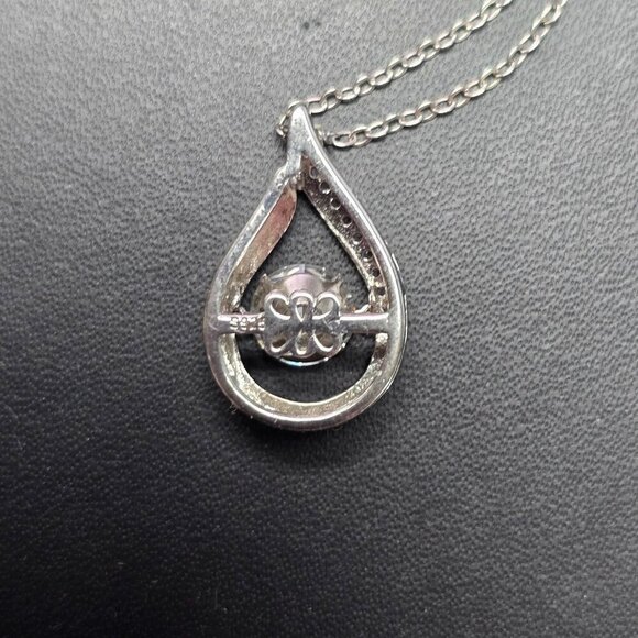 Silver Teardrop Pendant With 1 Carat Dancing Moissanite on 17.5" Chain - Picture 3 of 6